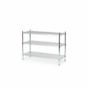 SuperSellerS TUBO 3-tier chrome wire shelving unit with adjustable shelves for storage, office, or garage use.