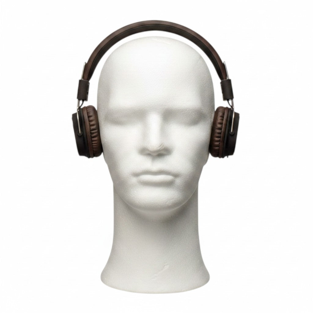 SuperSellerS white male mannequin head wearing brown over-ear headphones for display purposes