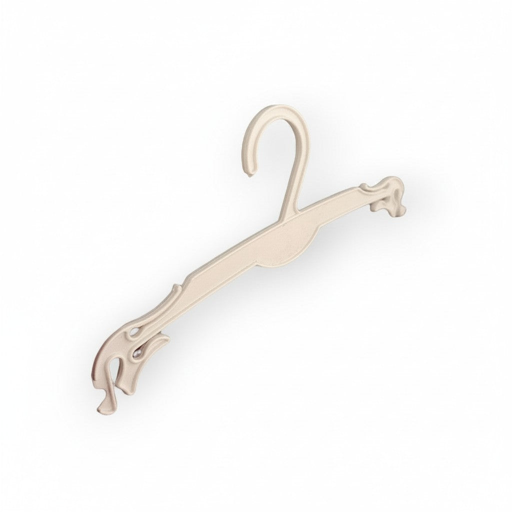 SuperSellerS white plastic bikini and lingerie hanger, 27 cm, featuring integrated strap hooks for secure display.