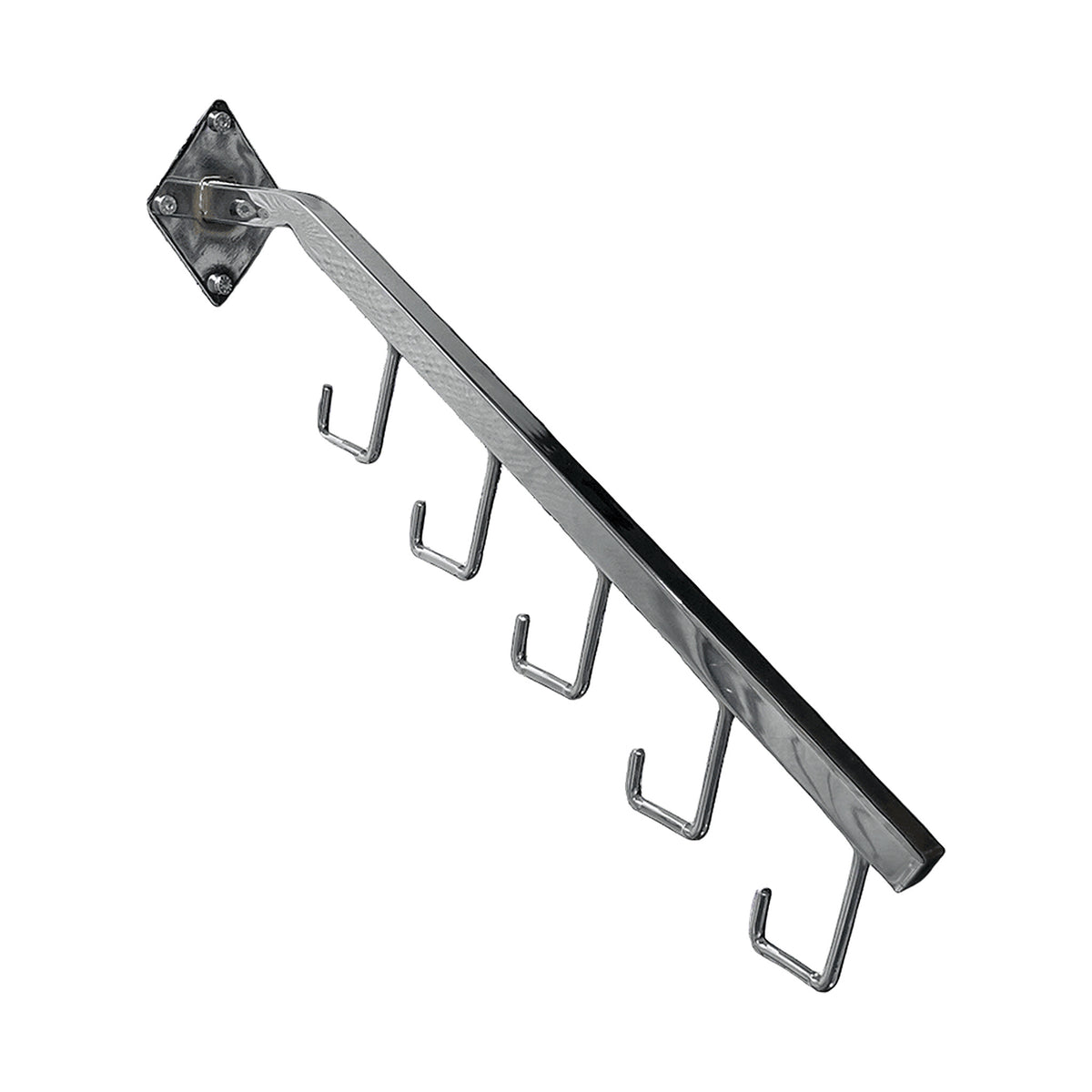 Taskearm 5 kroge t/ væg, L 48 cm. - Krom
