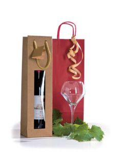 Gavepose til 1 vinflaske - natur