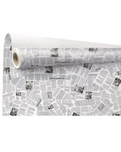 Gavepapir, avismotiv, grå, 60gr, 70 cm x 50 mtr.