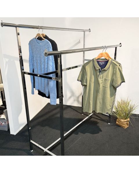 Twin, dobbeltstativ, høydejusterbar, krom, B150 x H122-170 cm