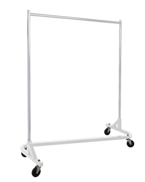Z-stativ, krom/hvit bund, 155 x 54 x H173 cm., 100 mm hjul i hård plast