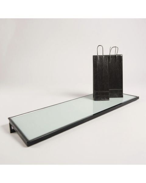 HAPPY! - Vegghylle m/ frostet glasshylle. Sort