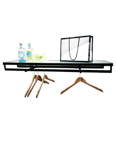 HAPPY! - Hylle m/ kleshengerstang & 2 frontheng. Sort