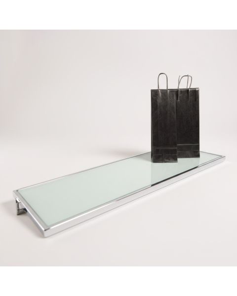 HAPPY! - Vegghylle m/ frostet glasshylle. Krom