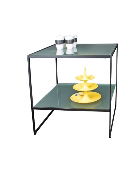 HAPPY! Salgsbord, sort, 80 x 80, 2 frostet glassplater