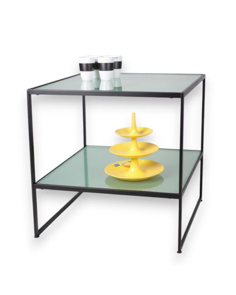 HAPPY! Salgsbord, sort, 80 x 80, 2 frostet glassplater