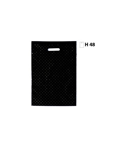 Plastpose, sort m/gullblademønster, 34x4xH48. 300 stk.