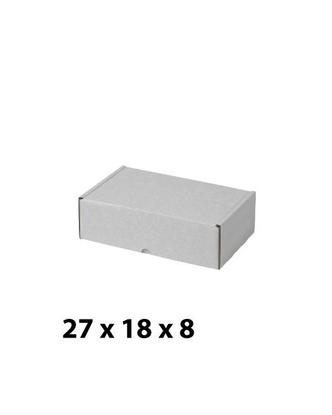 Pappeske, 27 x 18 x 8, hvit.Pris pr. stk. Min. Køb 10 stk.