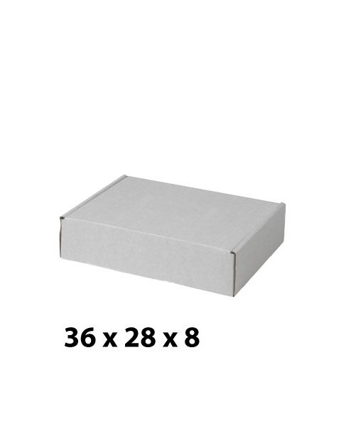 Pappeske, 36 x 28 x 8, hvit. Pris pr. stk. Min. Køb 10 stk.