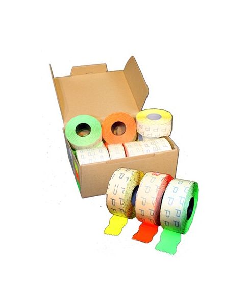 Prisetiketter i neonfarger ( 2 pris / 26 x 16 mm). 3 x 4 farger.