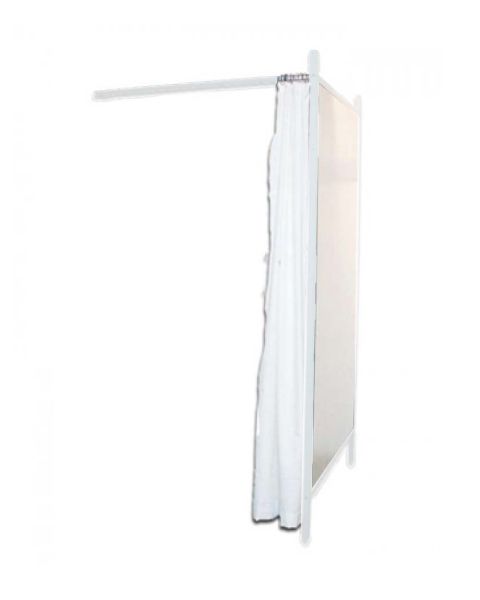 1-sidet prøverom. Sett med hvitt stel og forheng. ( B 100 x D 100 x H 210 cm.) - Velg farge på forheng
