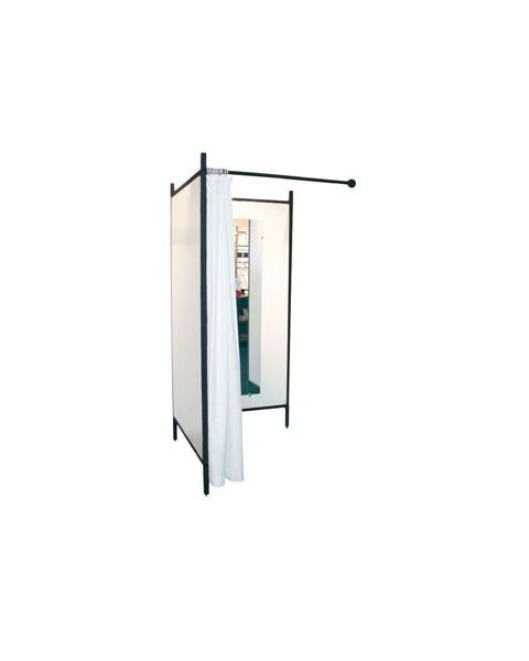 2-sidet prøverom. Sett med sort stel og forheng. ( B 100 x D 100 x H 210 cm.) - Velg farge på forheng