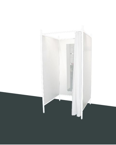 3-sidet prøverom. Sett med hvit stel og forheng. ( B 100 x D 100 x H 210 cm.) - Velg farge på forheng
