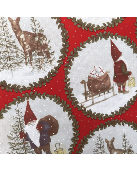 Julepapir B 57 cm. Julemænd og rådyr. 150 mtr.