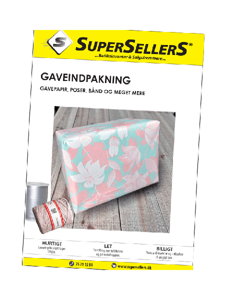 Katalog med gaveinnpakning og gavebånd