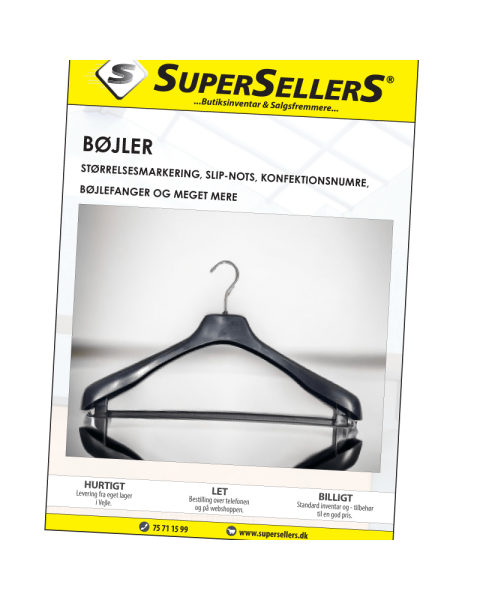 Katalog med kleshenger og tilbehør