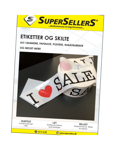 Katalog med etiketter & skilt