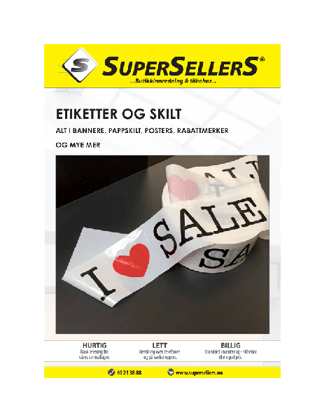 Katalog med etiketter & skilt