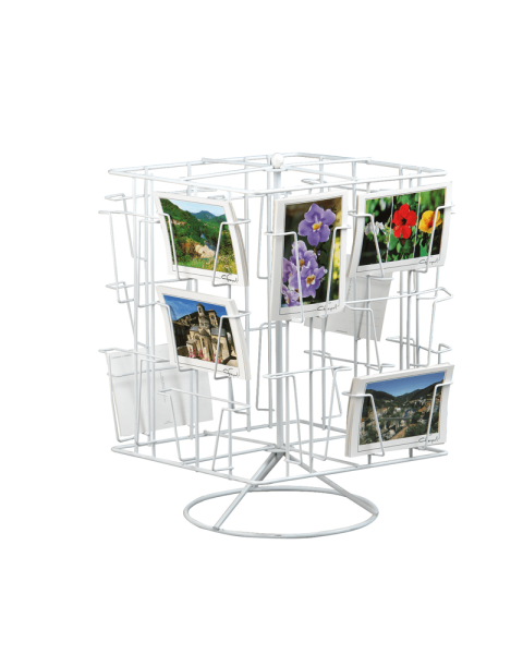 Postkortkarrusel, til bord, 20 rom (10,5 x 15 cm), hvit, 30 x H43,5 cm