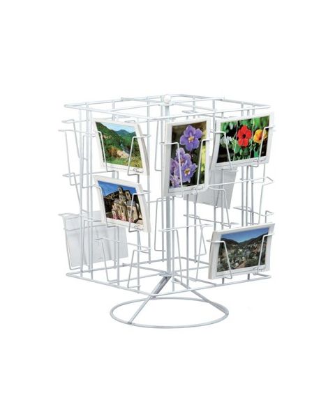 Postkortkarrusel, til bord, 20 rom (10,5 x 15 cm), hvit, 30 x H43,5 cm