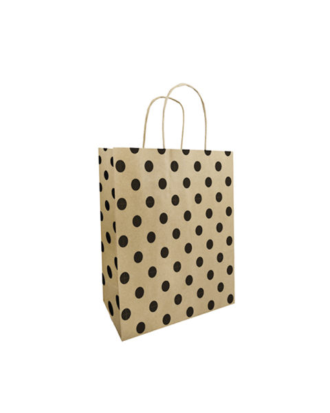 Papirpose - Prikker - H 25 cm. - 50 stk.  Kraftpapir