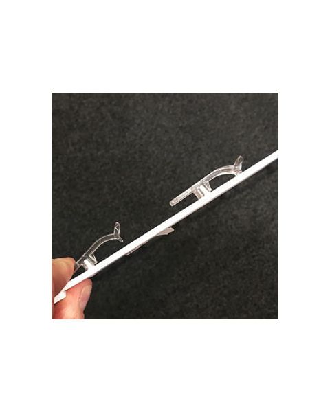 Display strips, med 12 kroke, inkl. holder, hvit, L41,5 cm