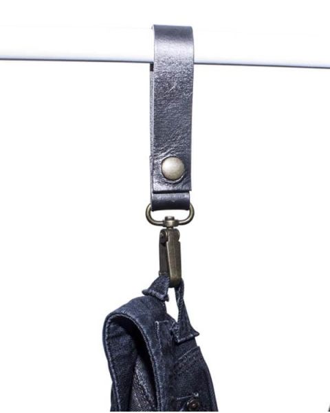 Lærstropp med karabinkrok - sort