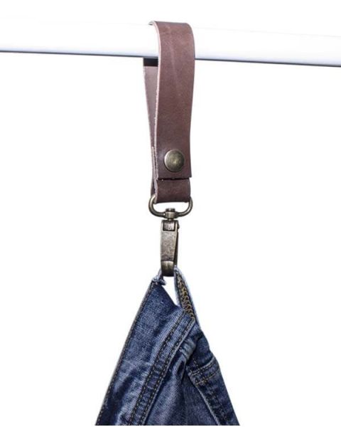 Lærstropp med karabinkrok - brun