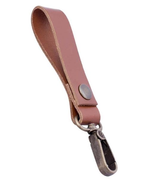 Lærstropp med karabinkrok - cognac