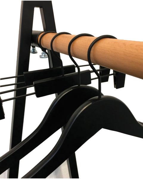 Buksehenger m/klemmer, mat sort krom krok, mat sort. 30 cm. Trehenger