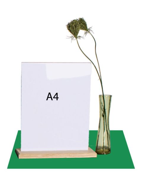 Skilt A4, med fot i bøg