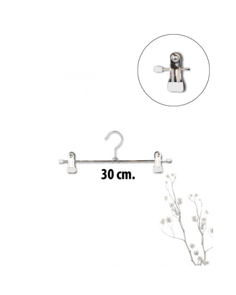 Metall klypehenger (B 30 cm) - 100 stk. Hvit dup  *TILBUDSVARE*