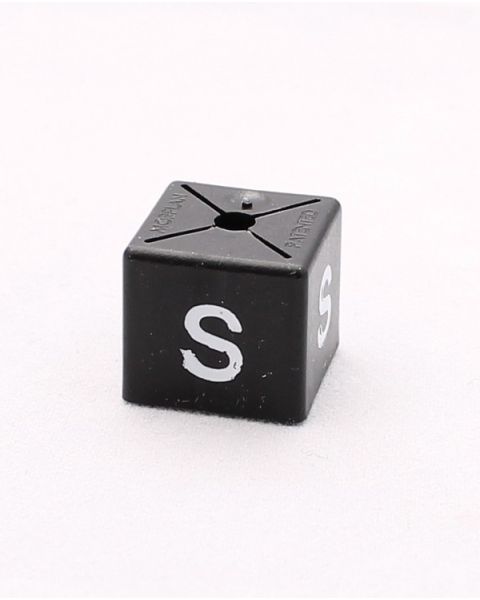 Størrelsesmerke, firkantet til henge, med størrelser - 50 stk. ens, sort