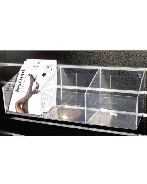 Akrylkasse t/ bord & panel - 3 rom. B 59 x D 20,5 x H 20,5 cm