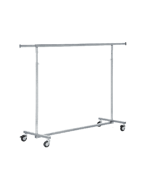 Konfeksjonsstativ, høydejusterbar, krom. Ekstra bred. B130 x 200 cm