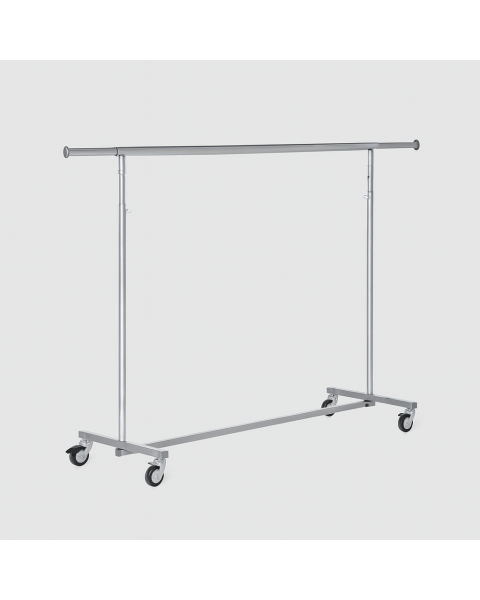 Konfeksjonsstativ, høydejusterbar, krom. Ekstra bred. B130 x 200 cm