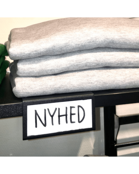 Skilteholder i metall, sort. 10 x H 5 - hylleforkant