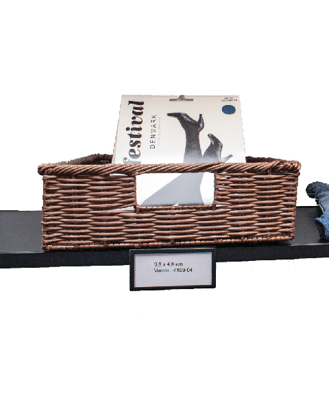 Skilteholder i metall, sort. 10 x H 5 - hylleforkant