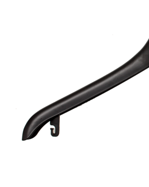 Kraftig jakkehenger, plast, sort, 44 cm, skulder 2,0 cm, pakket med 110 stk. Letveggt