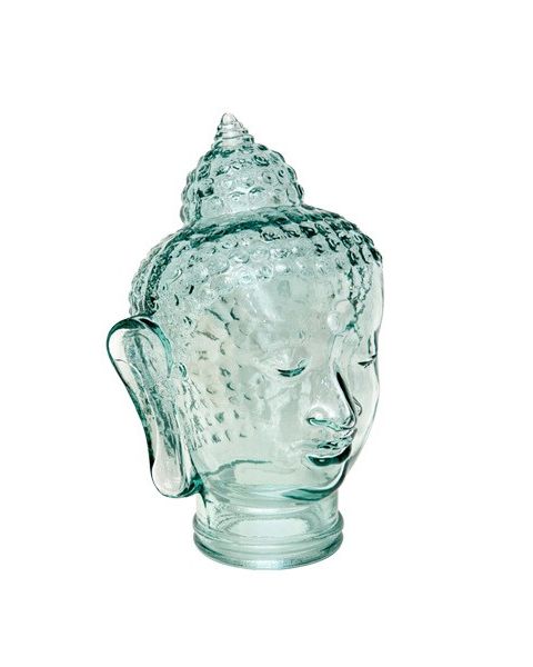 Glasshoved, mindfulness, klar glass, H30 cm