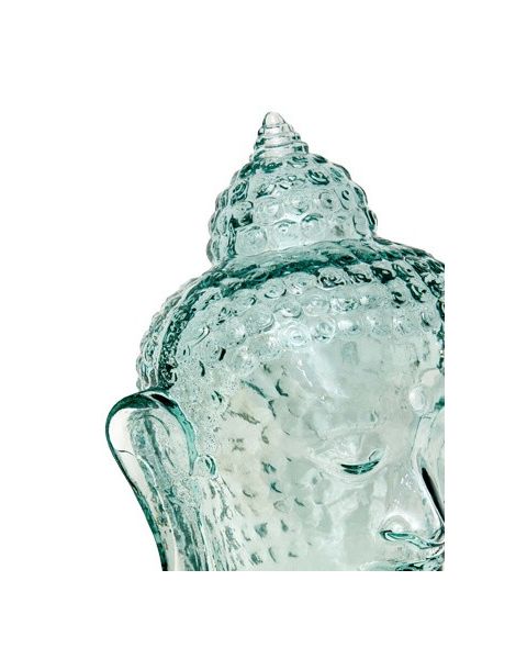 Glasshoved, mindfulness, klar glass, H30 cm