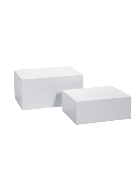 Podier til mannekenger etc, sett med 2 stk, hvit melamin, 60 x 45 x H30 cm - leveres samlet