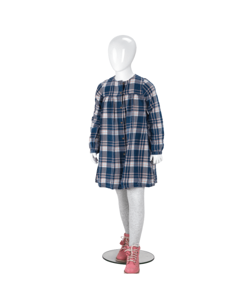 Barnmannekeng, 6 år, med hovedt, hvit high gloss, m/glass fotplate, H125 cm