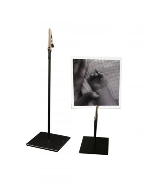 Skilteholder m/ krokodillenæb - H 10 cm. -  Sort