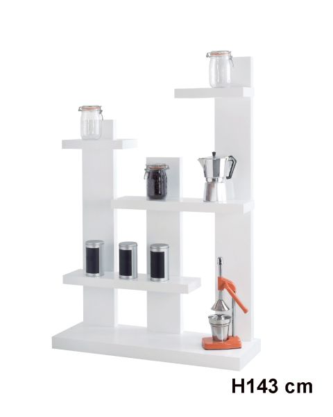 Etasje Display - 5 etasjer. Hvit, B100 x D34 x H143,5 cm