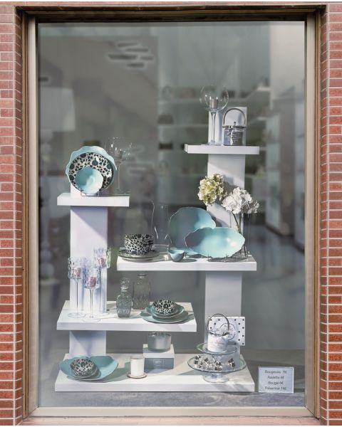 Etasje Display - 5 etasjer. Hvit, B100 x D34 x H143,5 cm