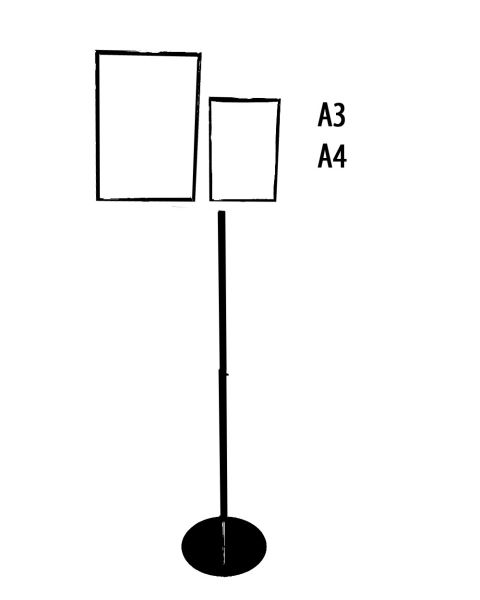 Høy skiltholder i metall, sort